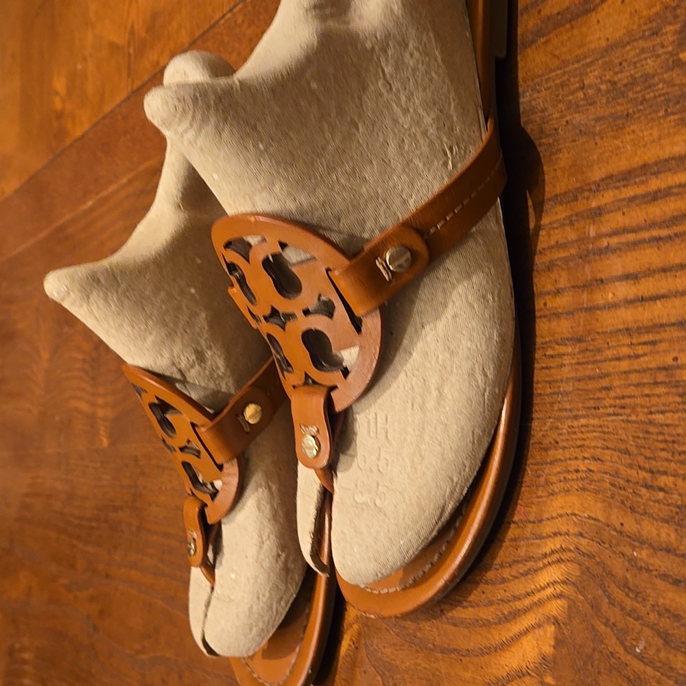 Tory Burch Leather Miller Thong Sandals Size 9 Dark Tan Preloved - Picture 6 of 15